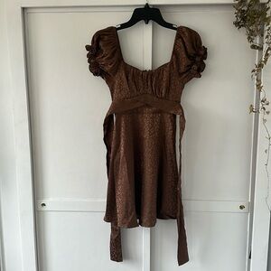 Brown Leopard Print Babydoll Dress • Size XS